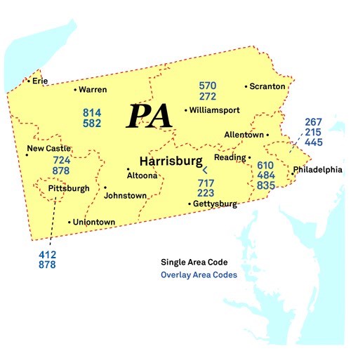 Pennsylvania Area Code Map