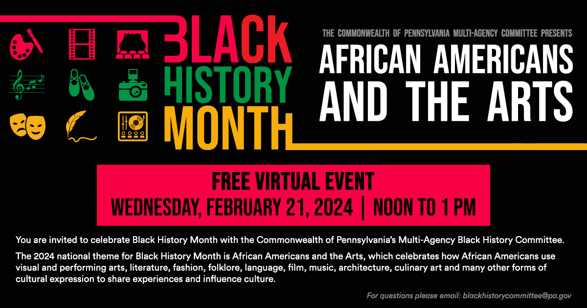 Poster for Black History Month event on February 21, 2024